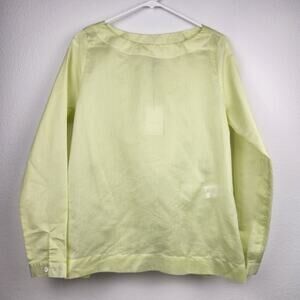 Algini Women Blouse Green Long Sleeve Semi Sheer Ruffle Back Size 42 US 6 NWT